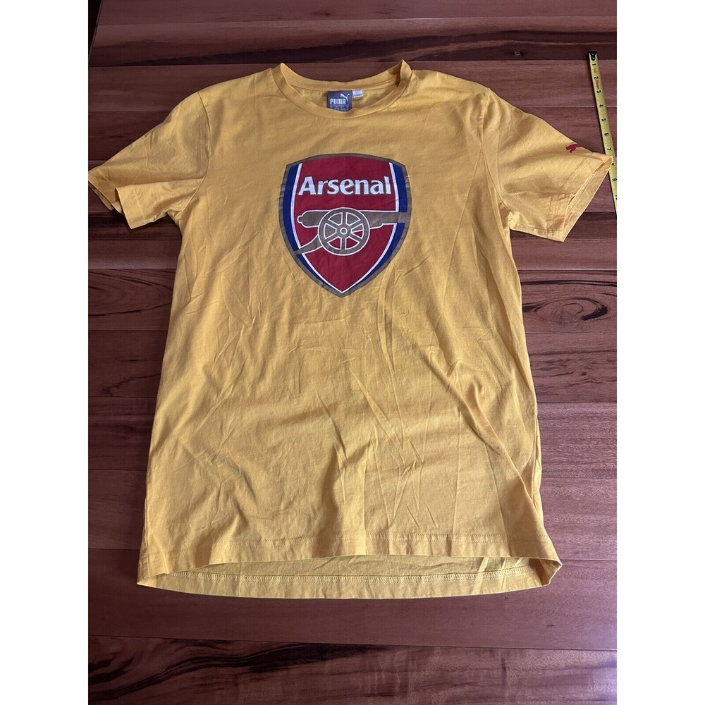 Arsenal FC Football Soccer T-Shirt Men's M Short Sleeve Yellow Puma Logo Adult